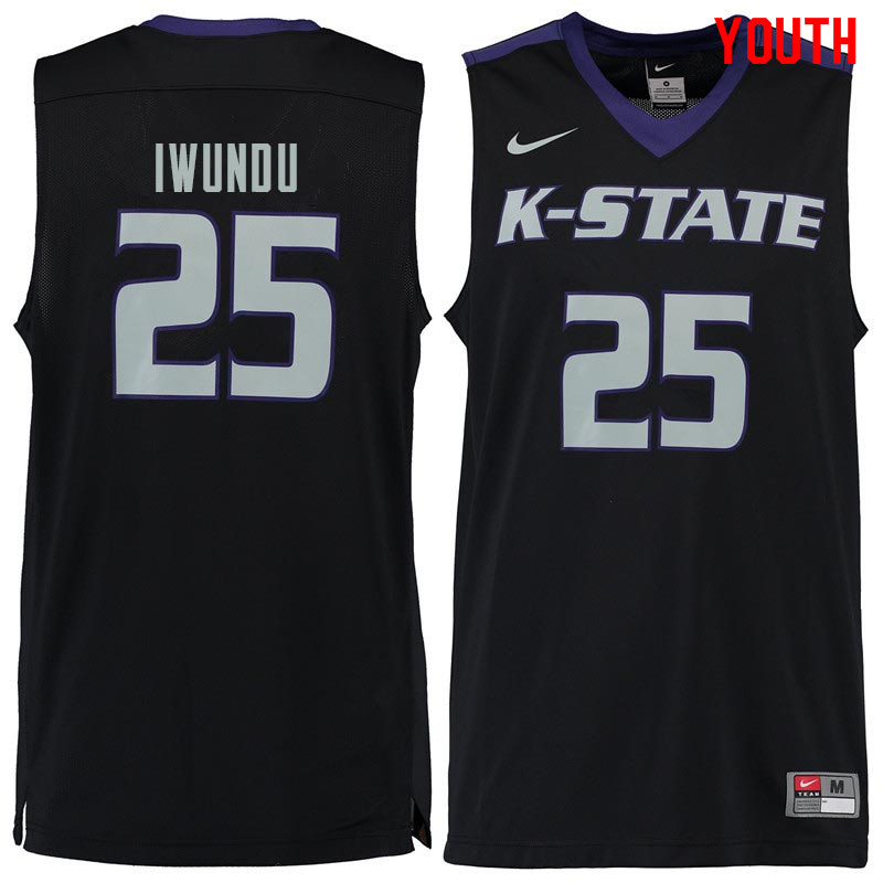 Youth #25 Wesley Iwundu Kansas State Wildcats College Basketball Jerseys Sale-Black - Click Image to Close